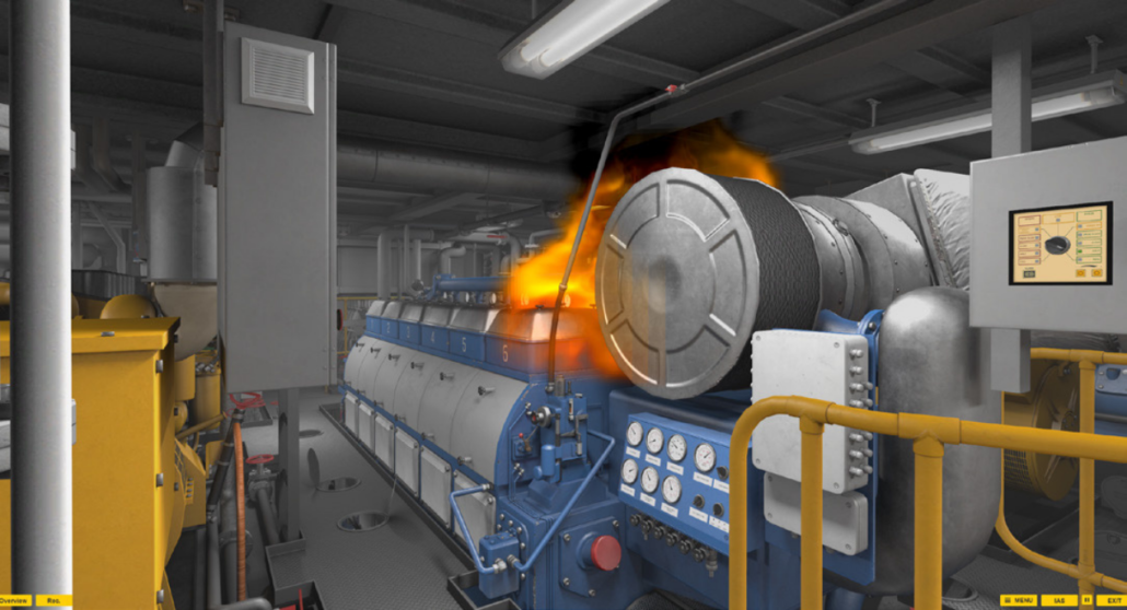 Fig.20. Main engine fire simulation